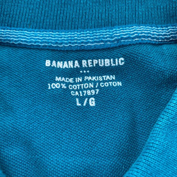 Banana Republic Polo Shirt Men Large L Blue Green Embroidered Elephant Logo Golf - Picture 4 of 10